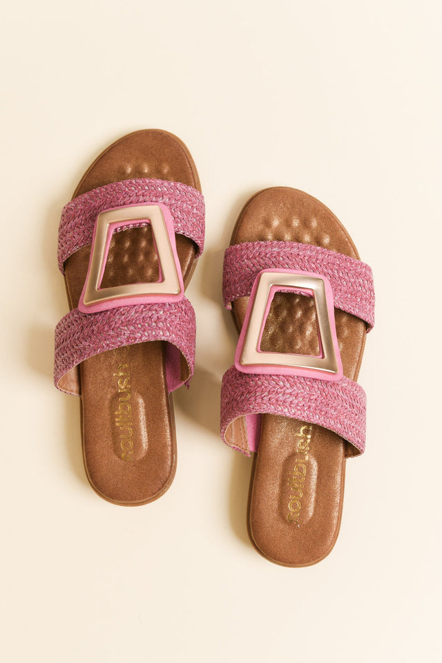 Kimberley Pink Raffia Buckle Slide image 4