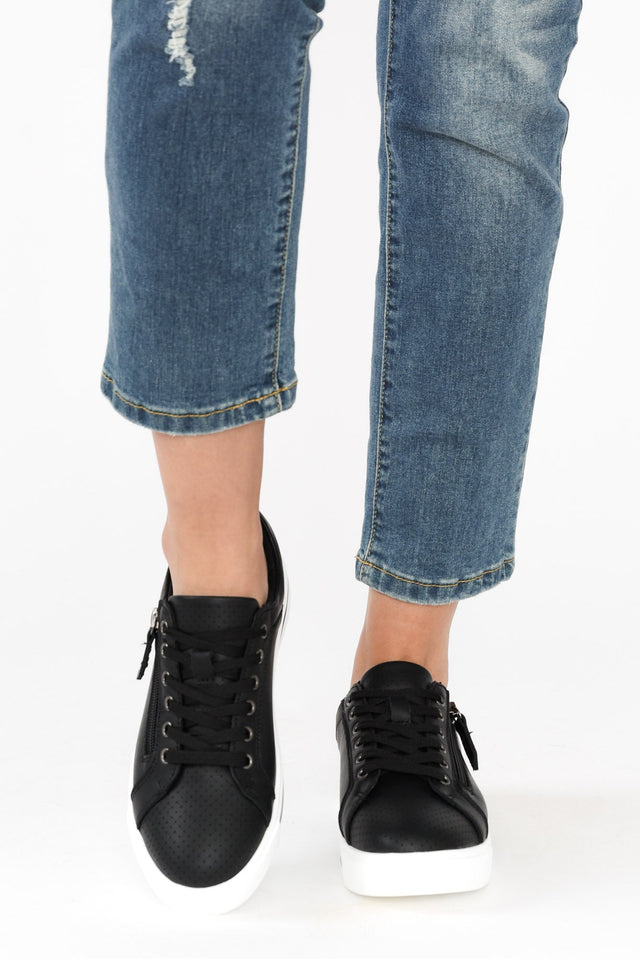 Koko Black Leather Zip Sneaker image 7