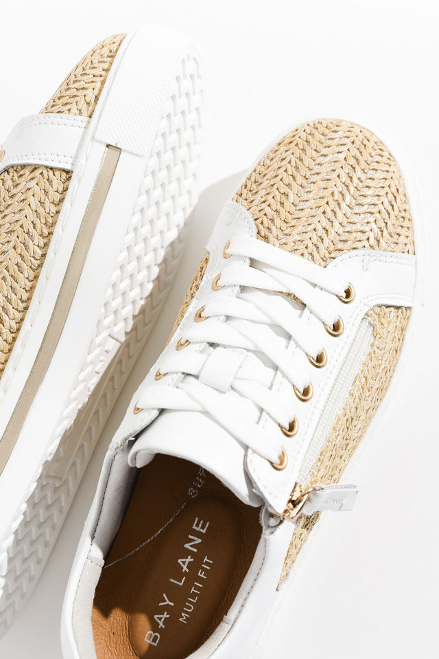 Koko White Raffia Leather Zip Sneaker image 4