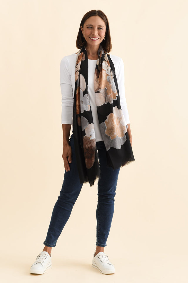 Landry Black Flower Scarf