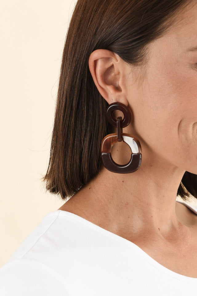 Lydalia Brown Geo Resin Drop Earrings
