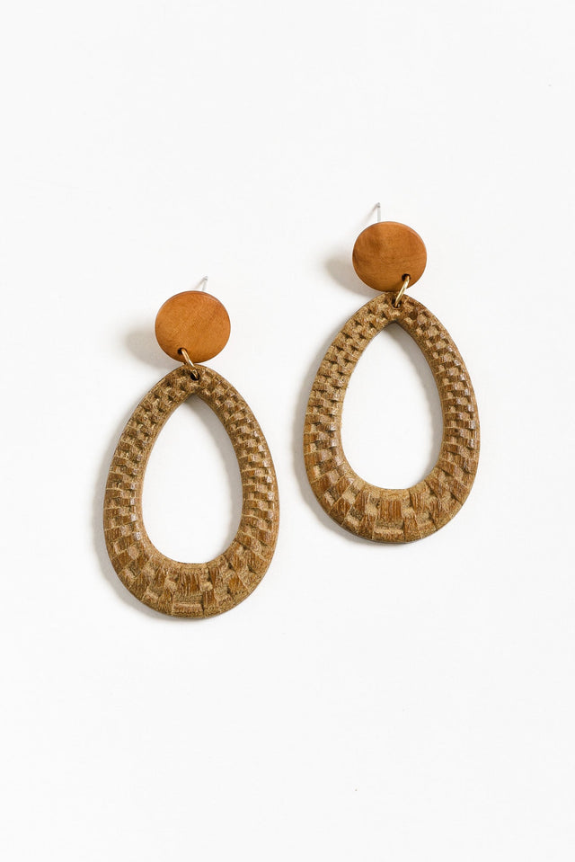 Maho Brown Teardrop Pendant Earrings image 1