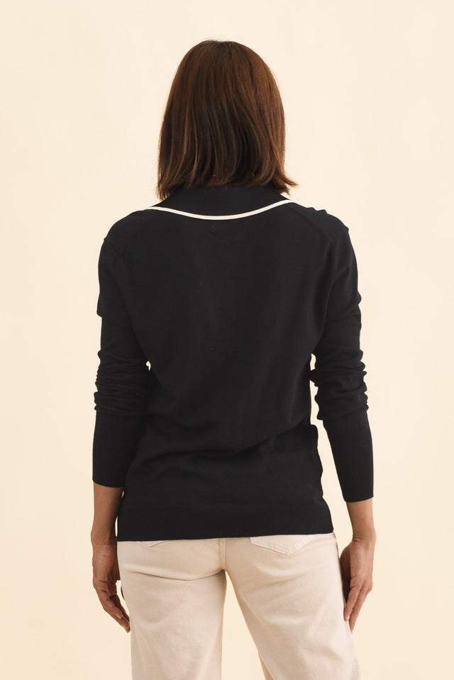 Makenna Black Collared Knit Top image 4