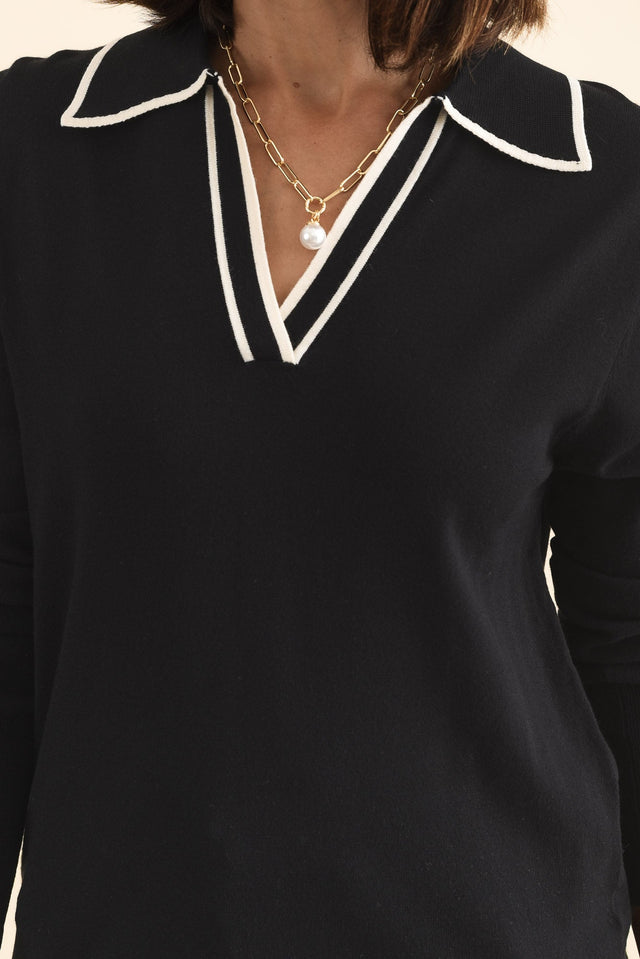 Makenna Black Collared Knit Top image 5