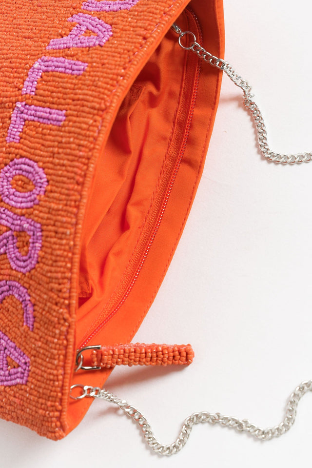 Mallorca Orange Beaded Clutch