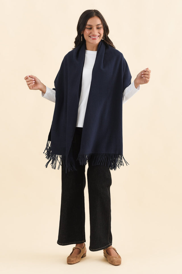 Malone Navy Wool Blend Scarf image 2