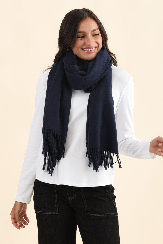 Malone Navy Wool Blend Scarf image 1