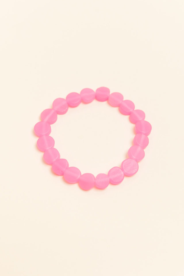 Mari Hot Pink Resin Beaded Bracelet
