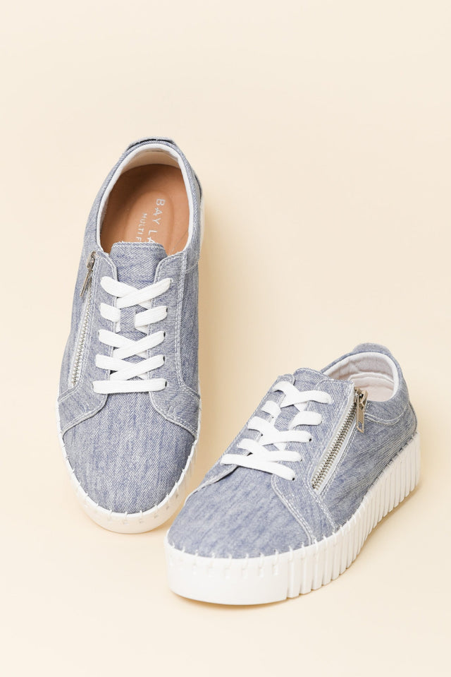 Medusa Blue Twill Platform Sneaker