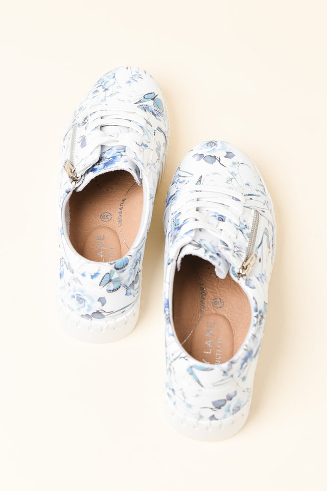 Merusa Blue Floral Leather Platform Sneaker image 4