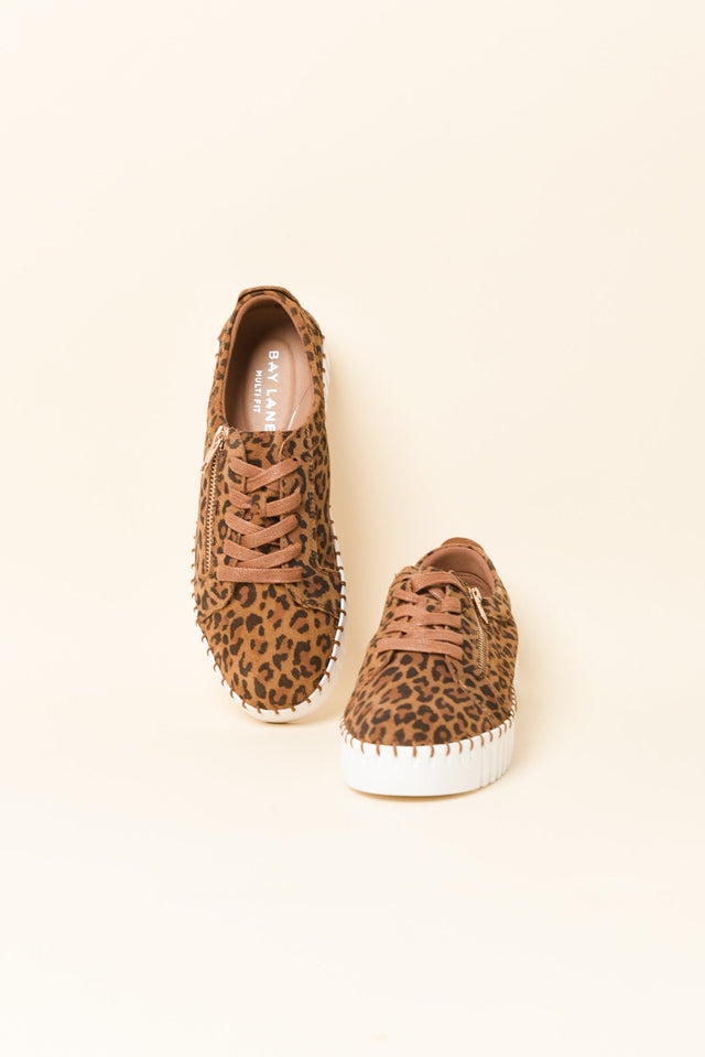 Merusa Brown Leopard Leather Platform Sneaker