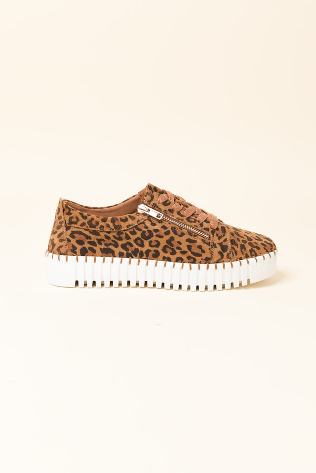Merusa Brown Leopard Leather Platform Sneaker
