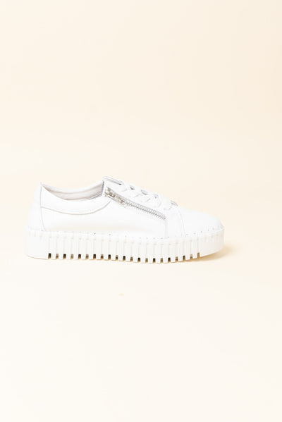 Merusa White Leather Platform Sneaker