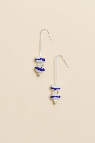 Mira Blue Glass Beaded Hook Earrings