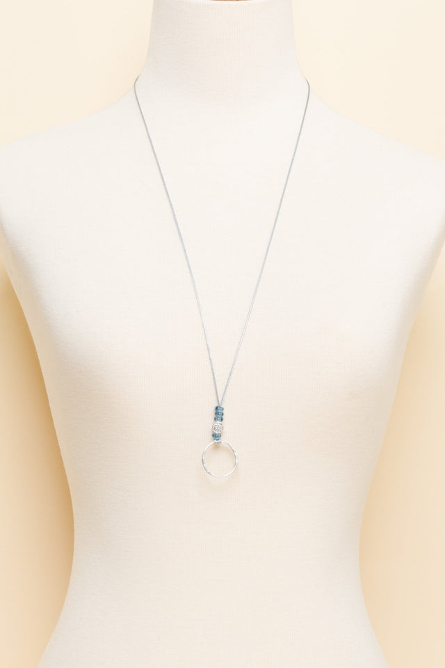 Missy Silver Beaded Ring Pendant Necklace