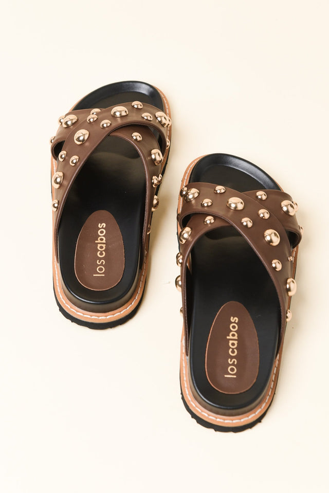 Mode Brown Studded Slide image 4