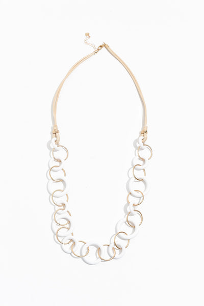Myers White Wooden Link Necklace