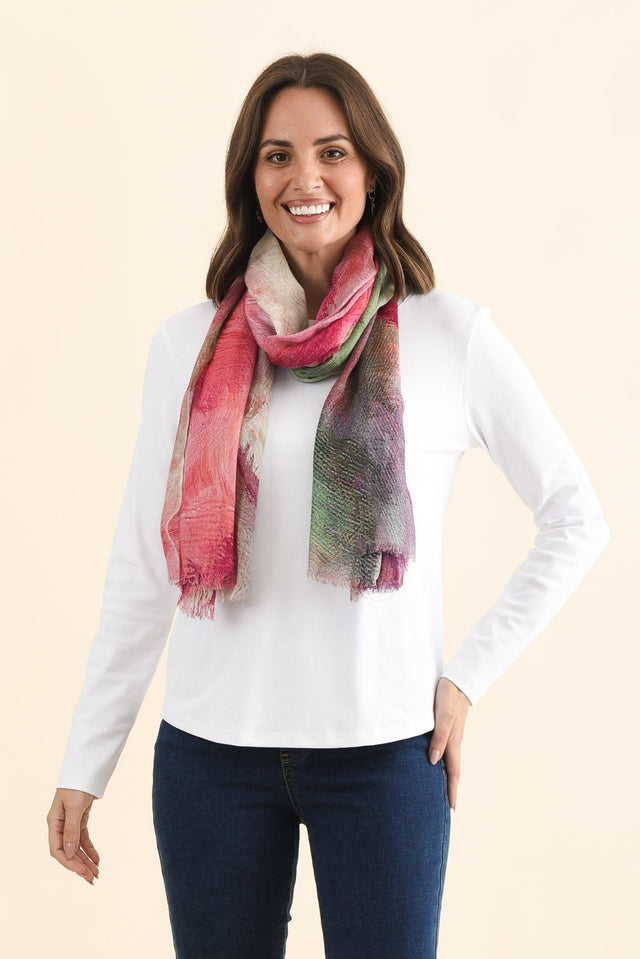Nadia Pink Watercolor Merino Wool Scarf image 1
