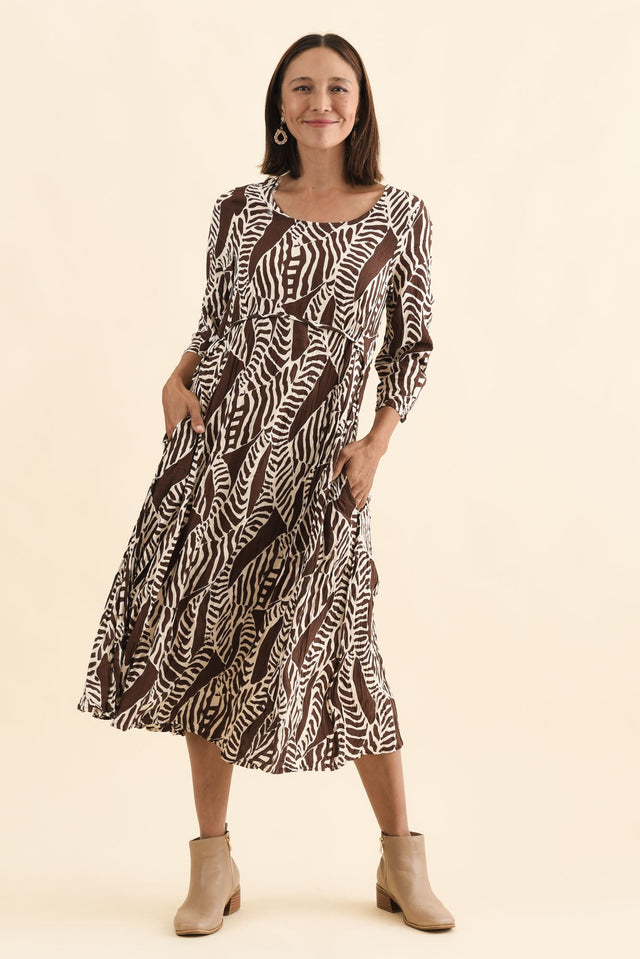 Nessa Brown Leaf Crescent Dress image 7
