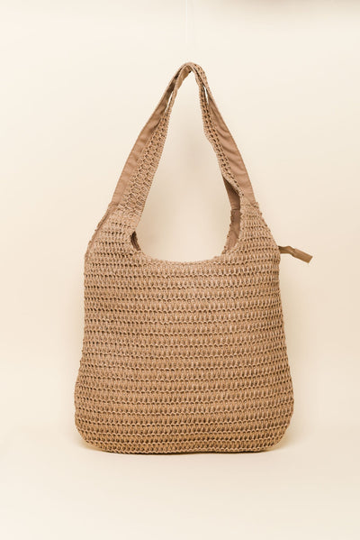 Nori Tan Straw Shoulder Bag