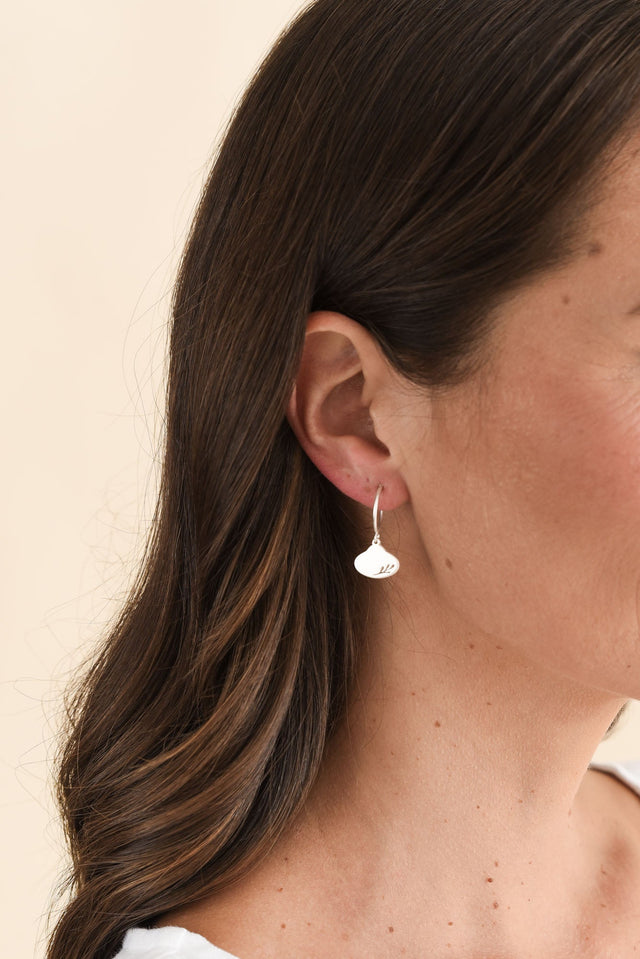 Odilia Silver Leaf Hoop Earrings image 2