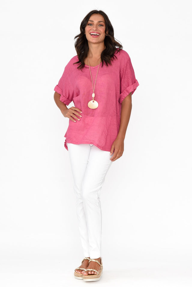 Oversized Anna Pink Linen Tee banner image