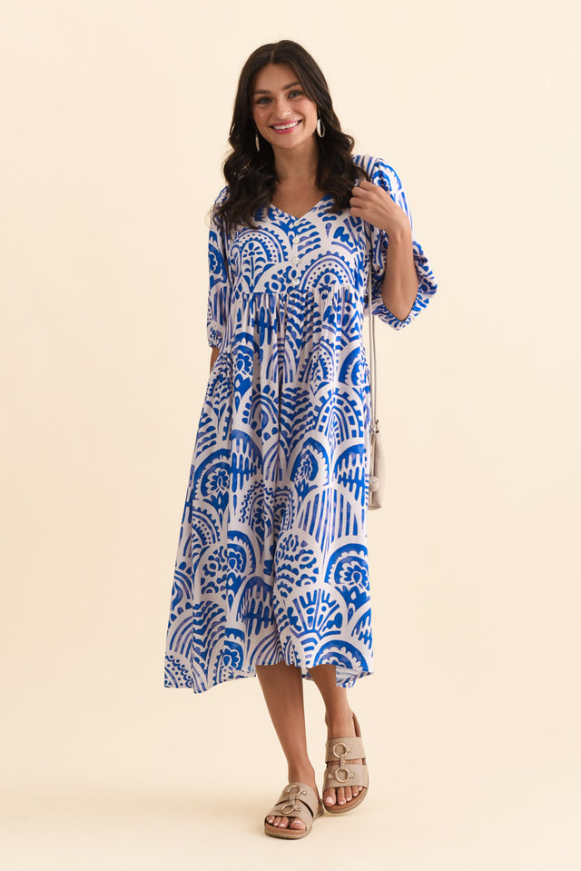 Pansy Blue Abstract Pocket Dress