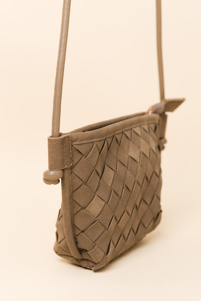 Perez Taupe Suede Crossbody Bag