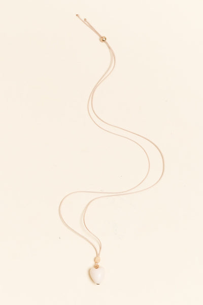 Persia White Heart Pendant Necklace