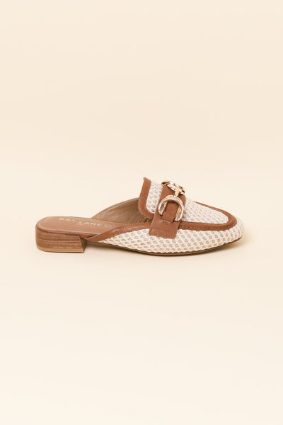 Pimms Tan Leather Buckle Mule