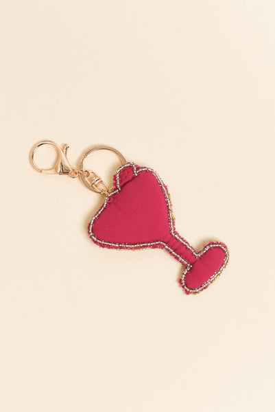 Pink Cocktail Beaded Keychain - Blue Bungalow USA