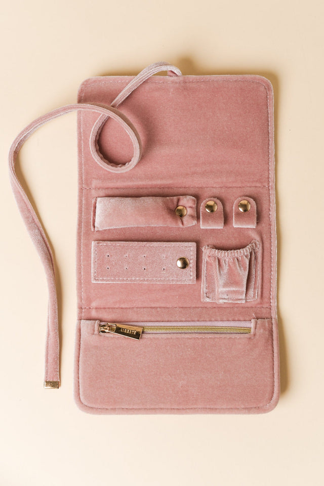 Pisa Pink Velvet Jewelry Wallet