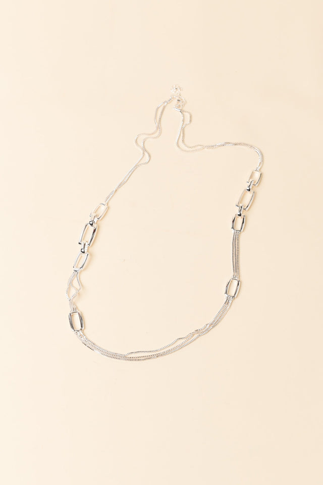 Protara Silver Rectangle Chain Necklace