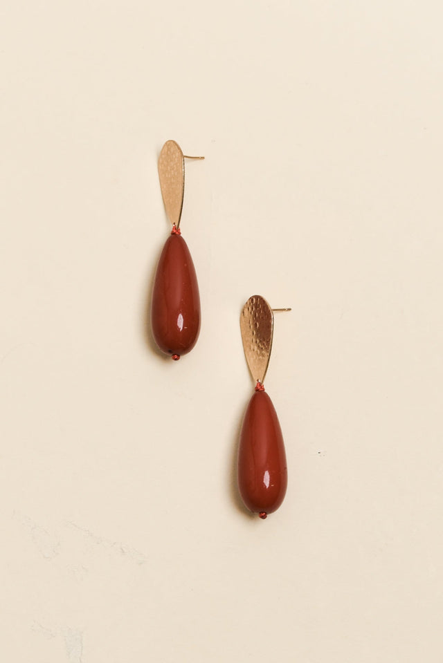 Quinlan Red Teardrop Earrings image 1