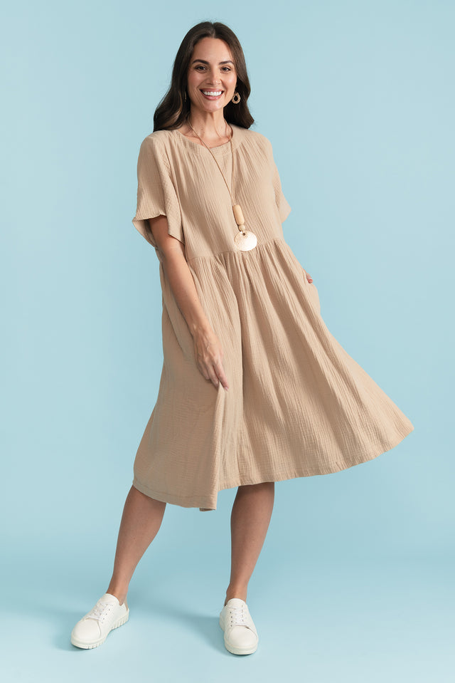 Cloud Gauze Beige Cotton Pocket Dress image 1