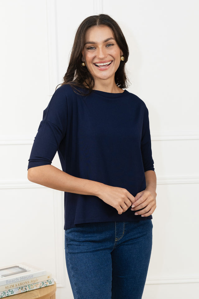 Camila Navy Bamboo Top