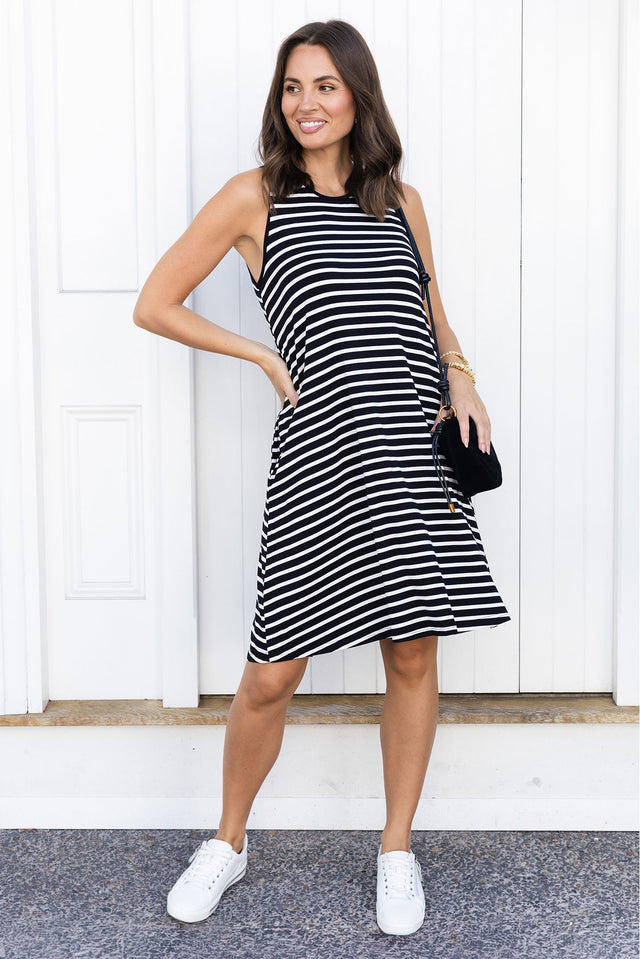 Romilda Black Stripe Bamboo Tank Dress image 1