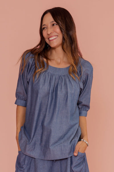Rhea Steel Cotton Top