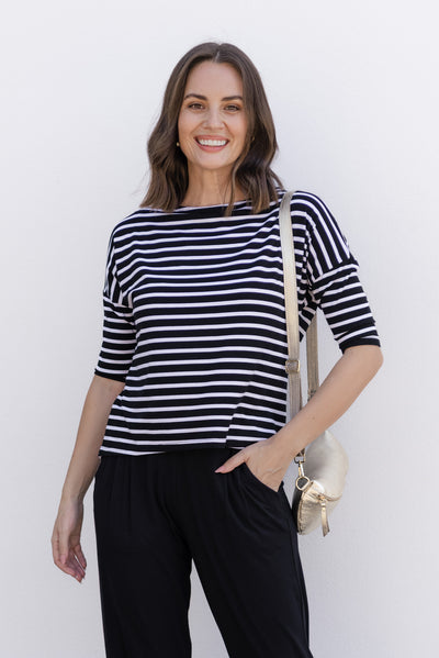 Camila Black Stripe Bamboo Top