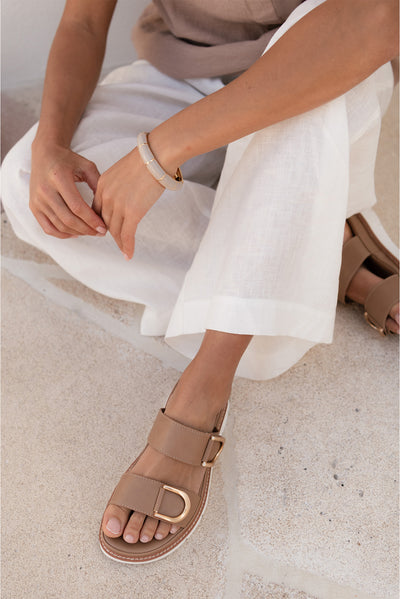 San Taupe Buckle Slide