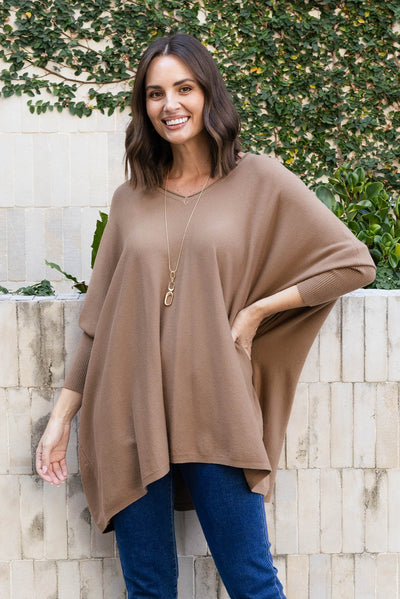 Nastia Mocha Wool Blend Sweater
