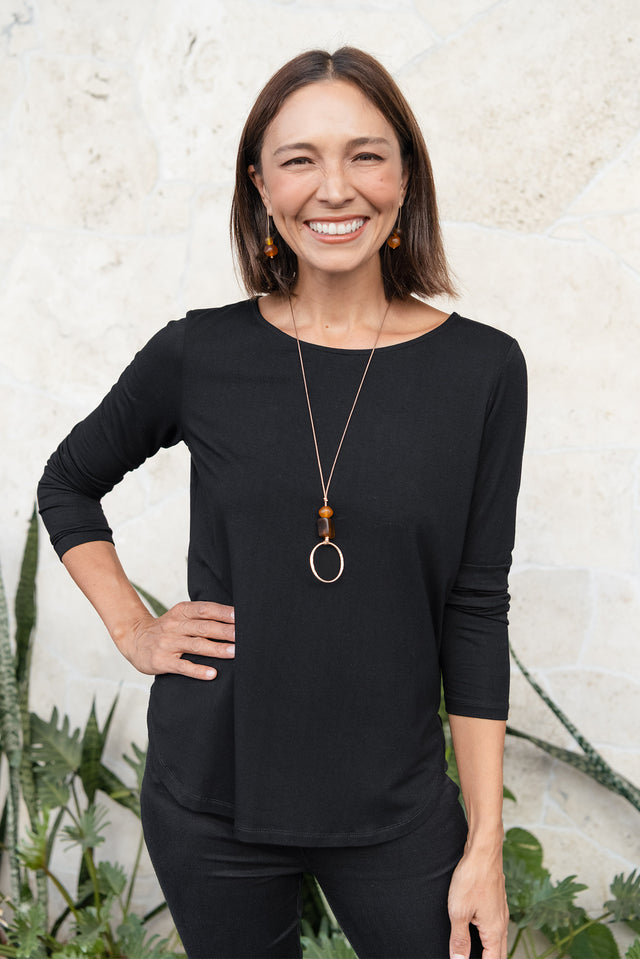 Adele Black Long Sleeve Bamboo Tee