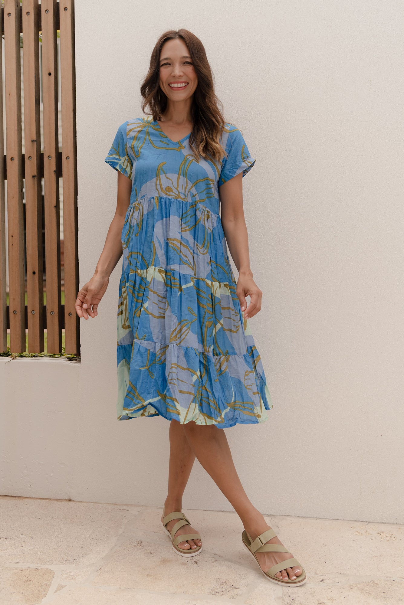 Lania Cobalt Lily Crinkle Cotton Dress Lania Cobalt Lily Crinkle Cotton Dress