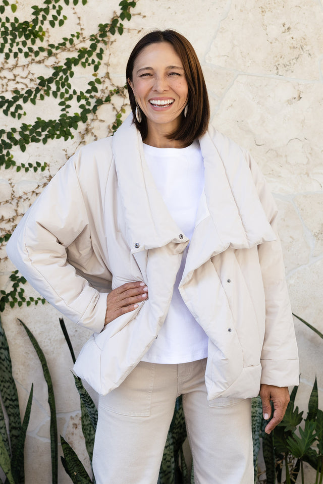 Arica Cream Wrap Puffer Jacket