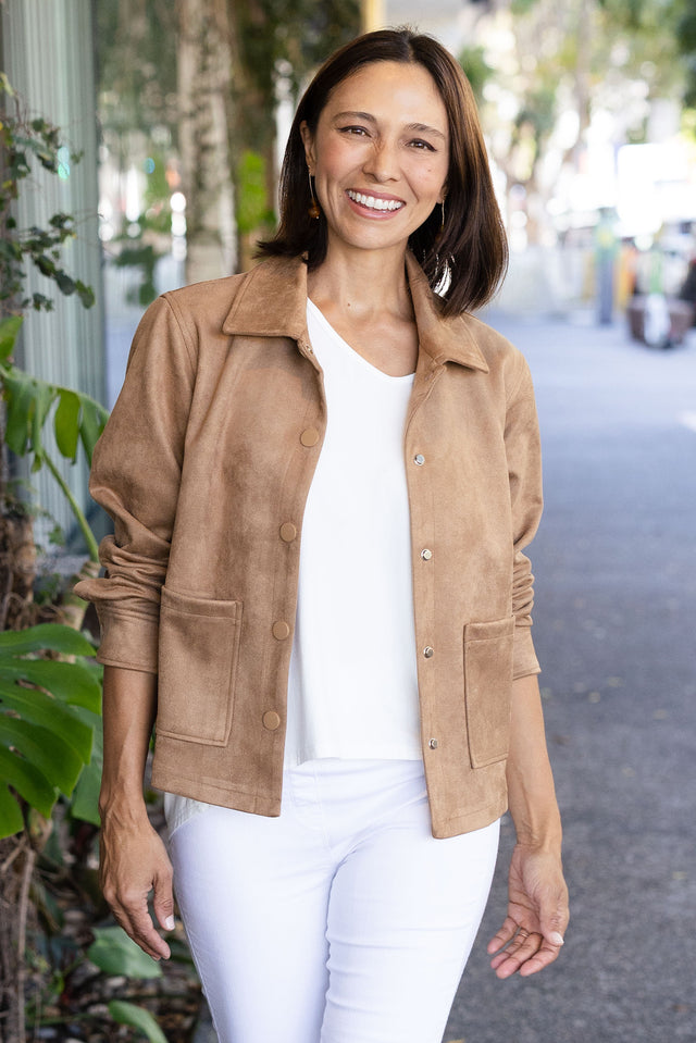Dexter Tan Faux Suede Jacket