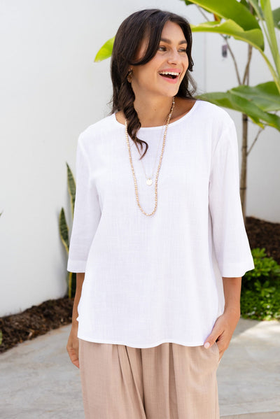 Ophelia Cream Scoop Neck Top