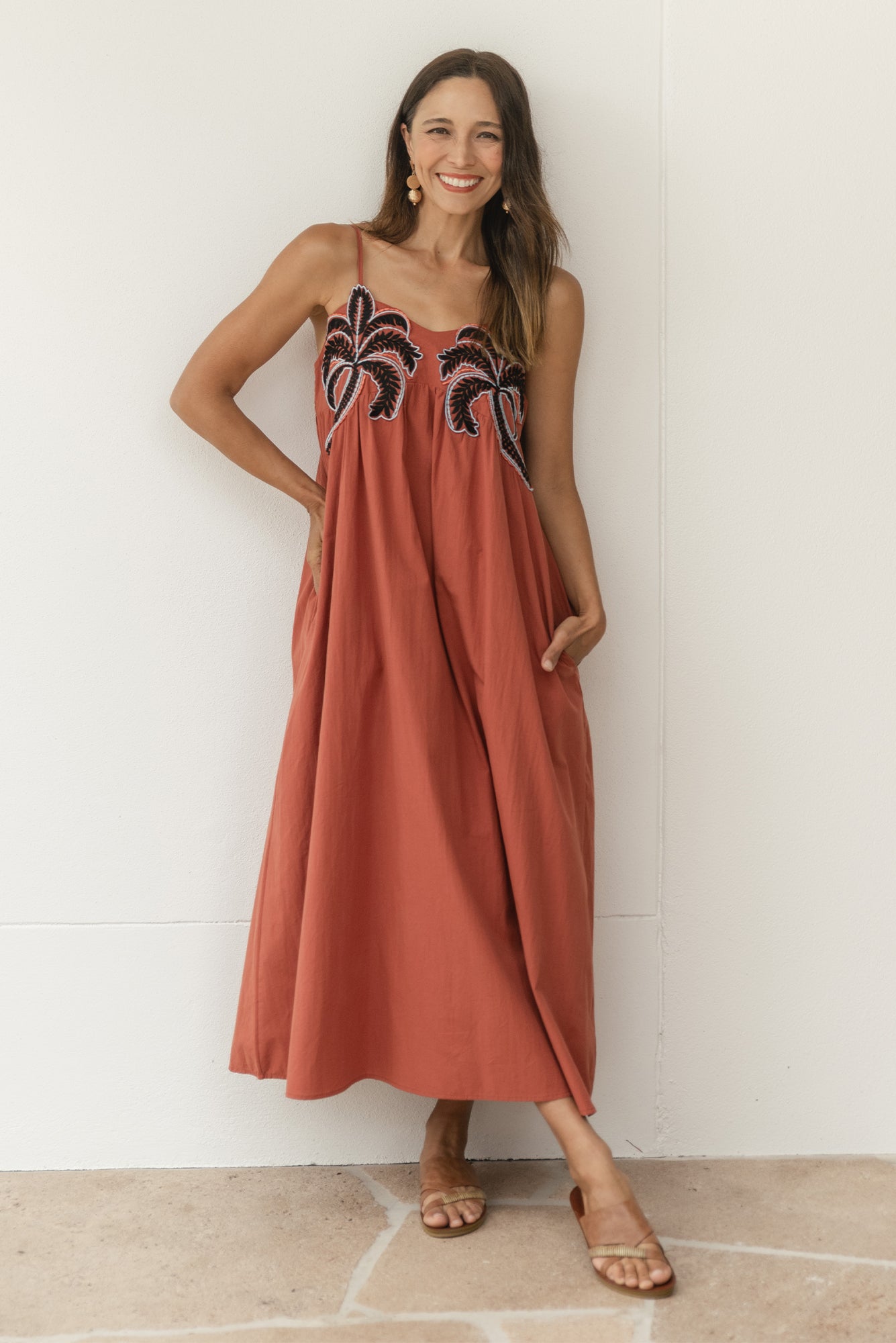 embroidered cotton poplin maxi dress ANTIK BATIK