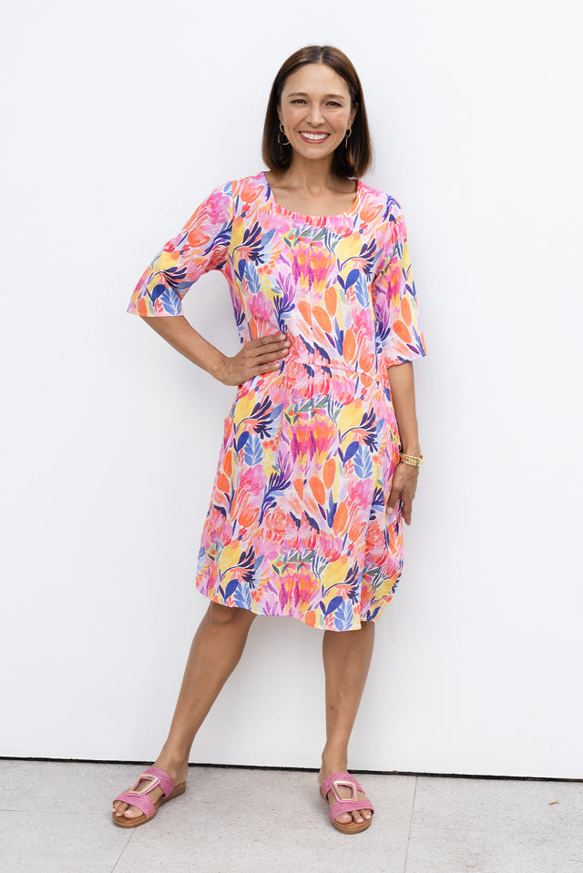 Lilibet Orange Flower Cotton Pocket Dress