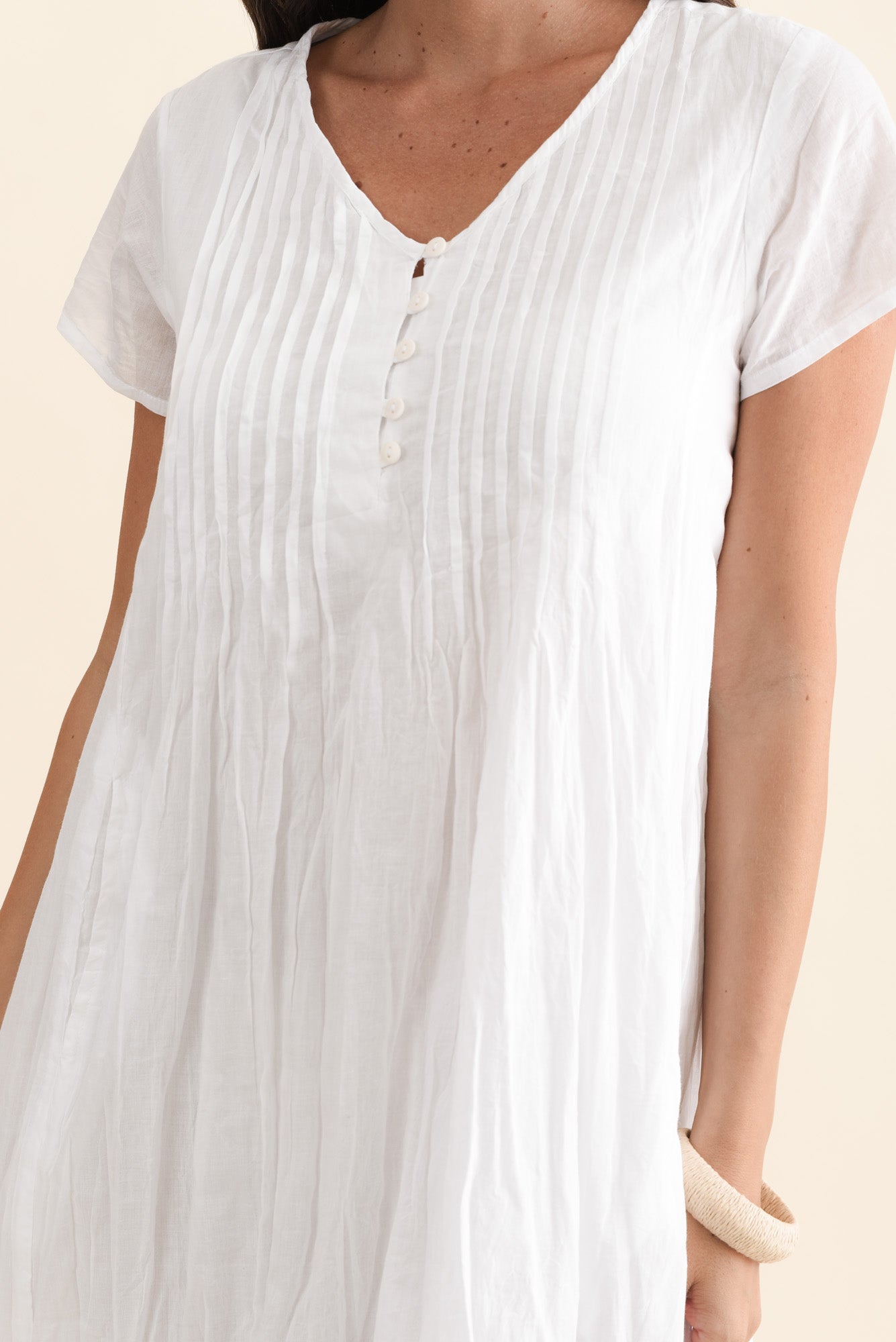 white crinkle cotton dress Sabina White Crinkle Cotton Dress 12 / White