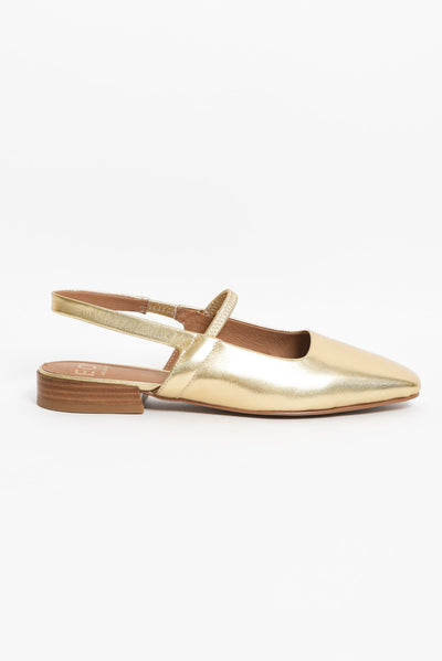 Sonu Gold Leather Slingback Mule